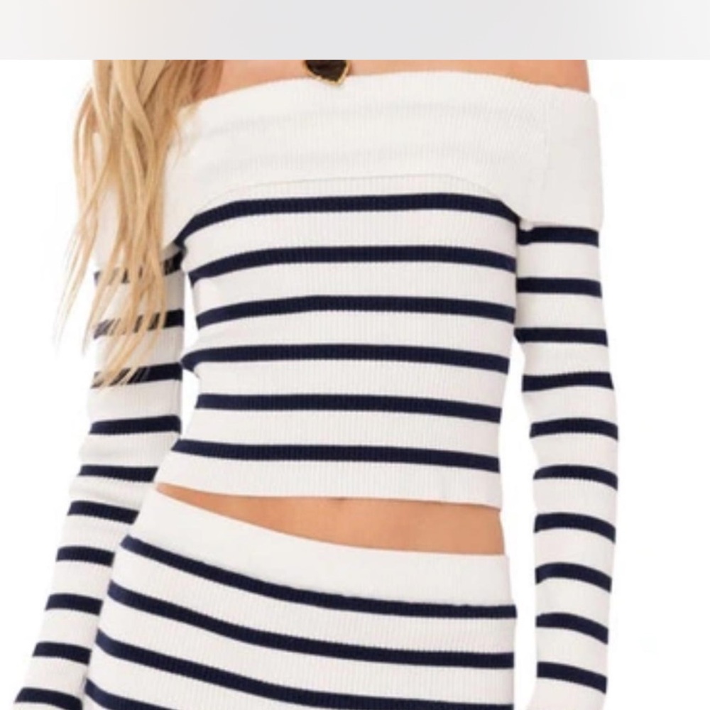 Striped Off-Shoulder Sweater Top NWT size small